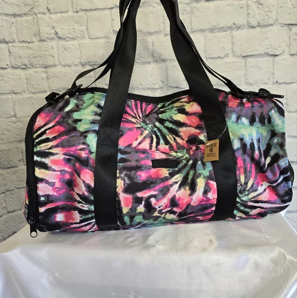 PINK Victoria’s Secret Logo Tie Dye Everyday Duffel Tote Bag Colorful Swirls New - Picture 10 of 16